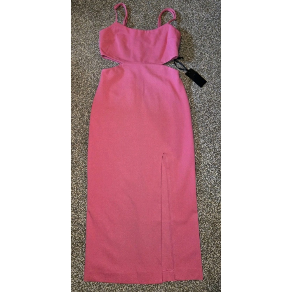 H:OURS NWT Haydon Cut Out Dress Women SZ M Rose Midi BodyCon Sheath Sundress